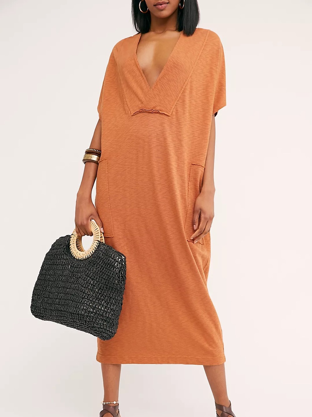 Free People Beach Oversized Coastal Maxi Dress Slouchy Sunshower Small Boho